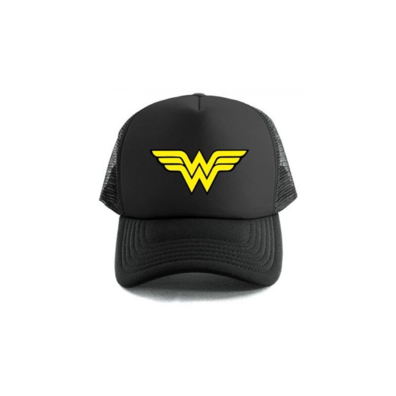 TERMURAH Topi Trucker Custom Wonder Women - Hitam