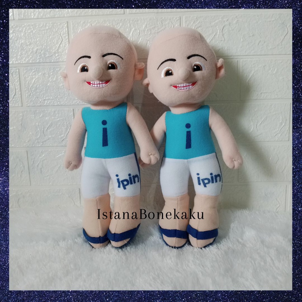 Boneka Upin dan Ipin Ukuran M Tinggi 35cm Isi Silicon Murni Berlabel SNI