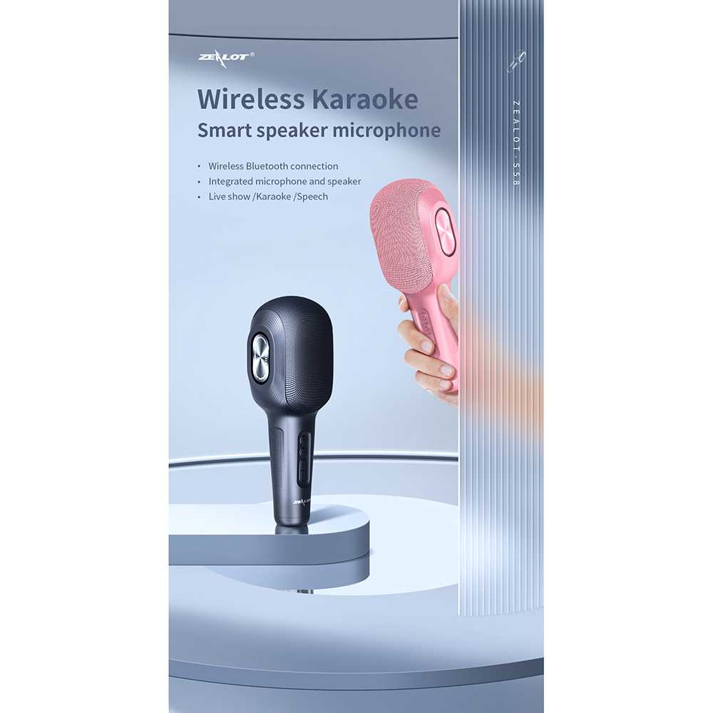 PROMO Zealot Mikrofon Karaoke Wireless Bluetooth Speaker Portable KTV - S58 ZZSK1LBK