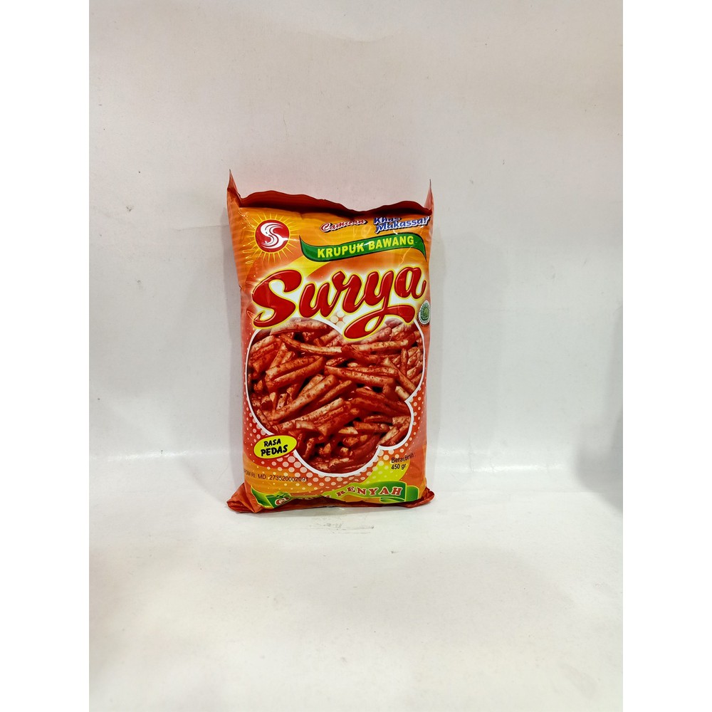 

Kerupuk Bawang Pedas Surya 450gr