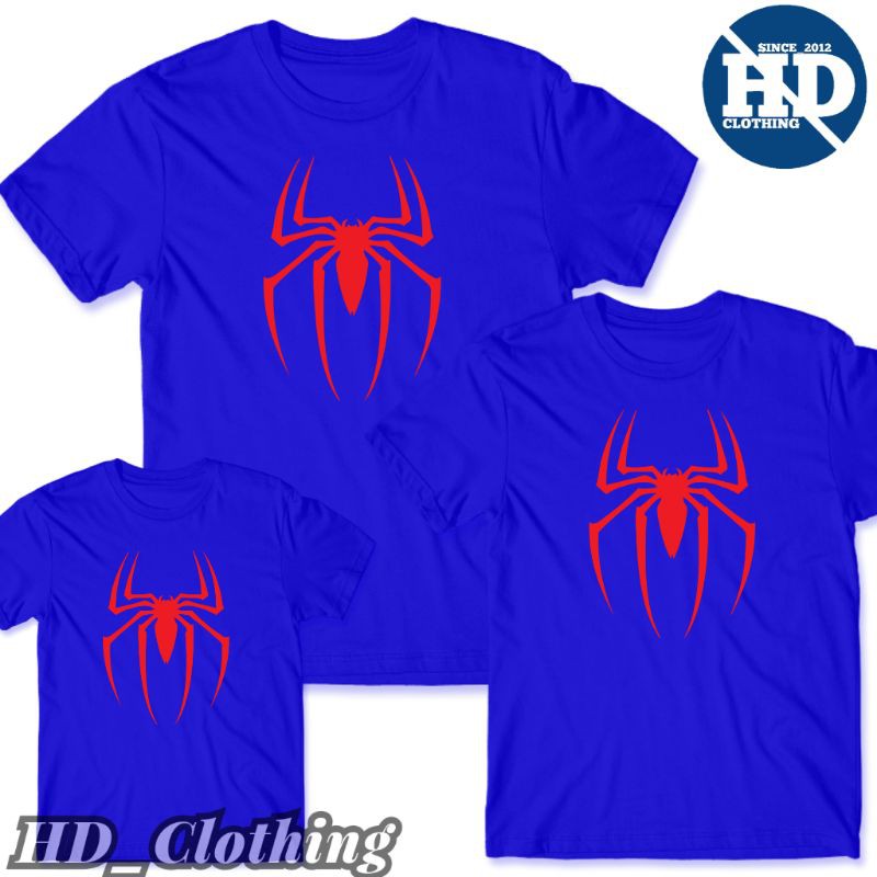 Kaos Couple Keluarga GRATIS NAMA Superhero Anak dan Dewasa Laba-Laba - HD Clothing