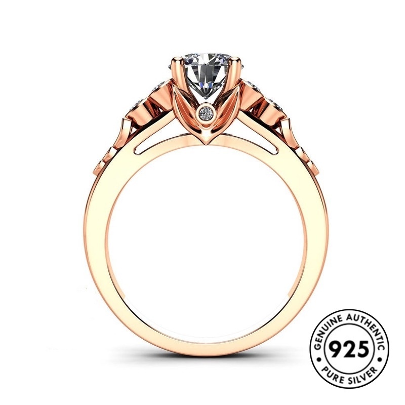 Cincin Sterling Silver 925 Model Bunga Mawar Hollow Untuk Wanita