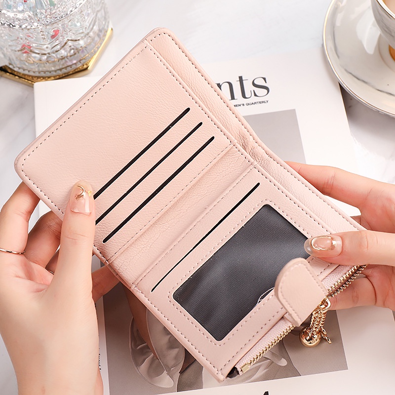 DOMPET LIPAT WANITA SIMPLE LUCU KECIL IMPORT KULIT PINK GRACE WA552P3 MINI SLOT KARTU RESLETING KOIN PREMIUM FASHION KOREA REMAJA KEKINIAN  CEWEK MURAH