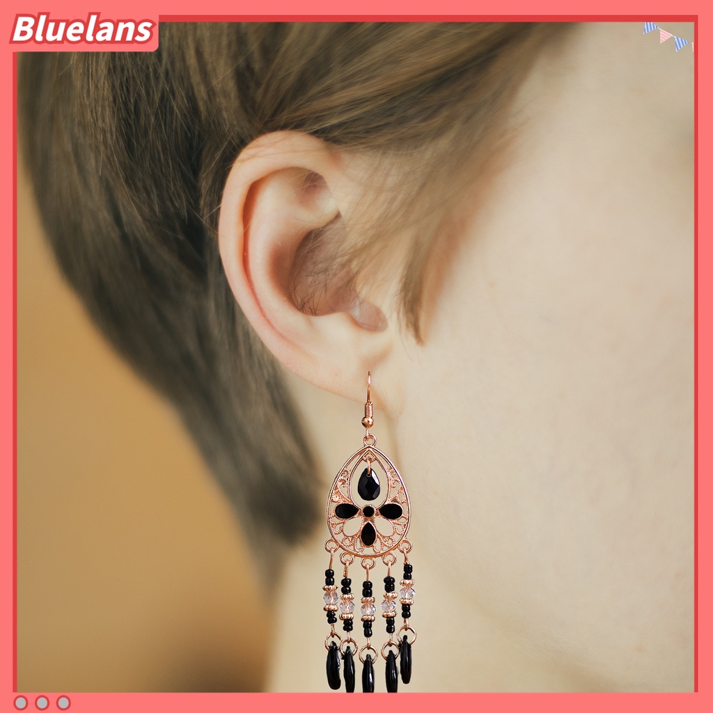 1 Pasang Anting Kait Model Rumbai Panjang Gaya Bohemian Vintage Untuk Pernikahan