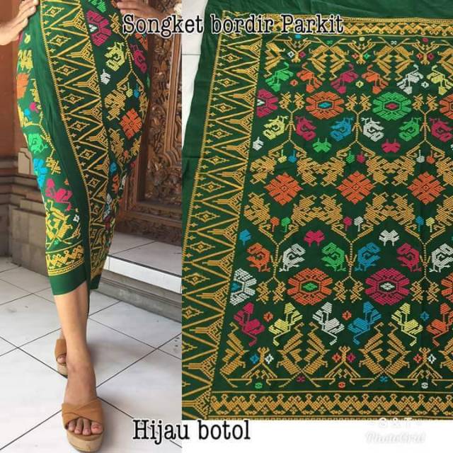 Kain Kamen Songket Bordir Parkit