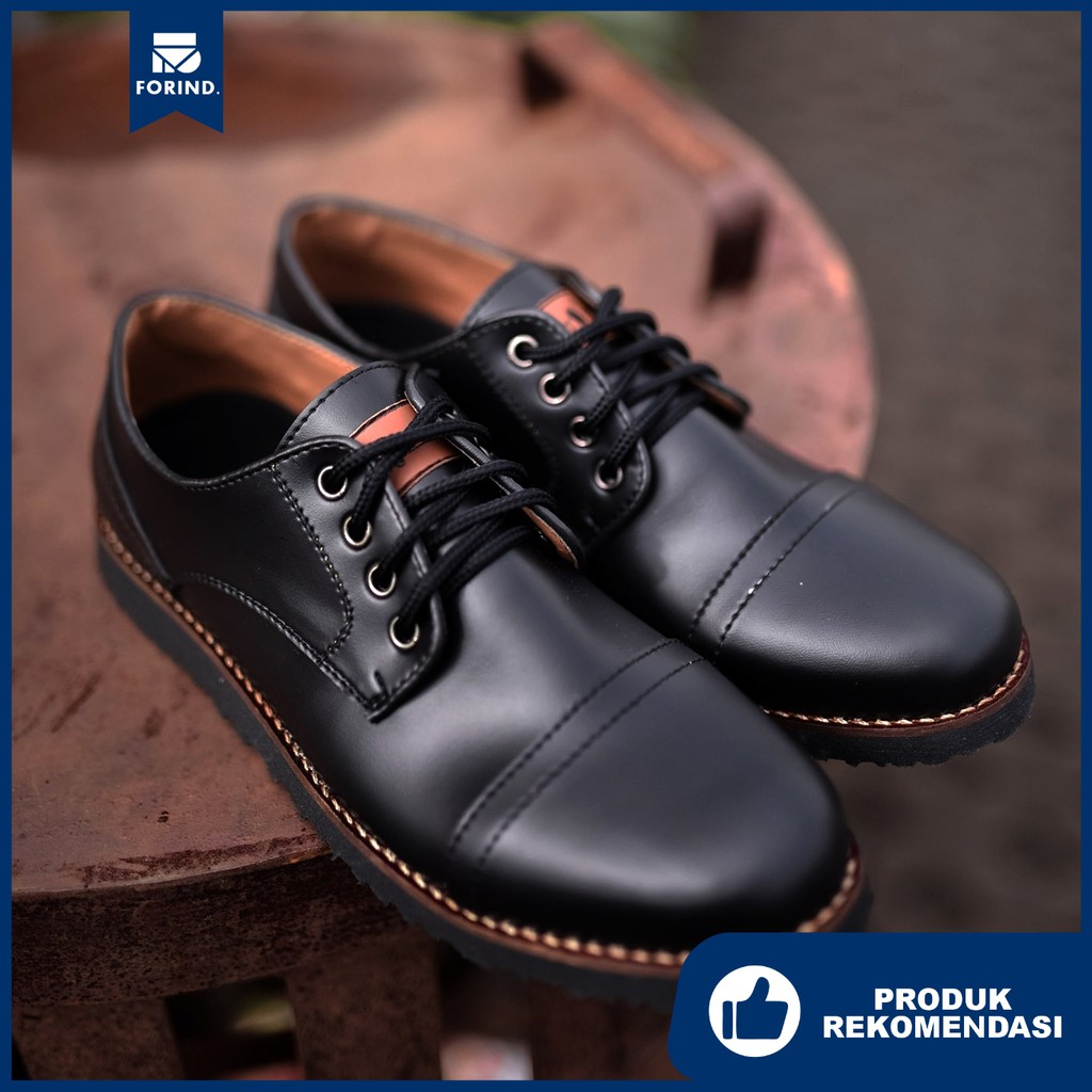 Sepatu Pantofel Pria Hitam Klasik Kulit Men Lokal Original Footwear Ori |Pedro Black| FORIND x FSTP