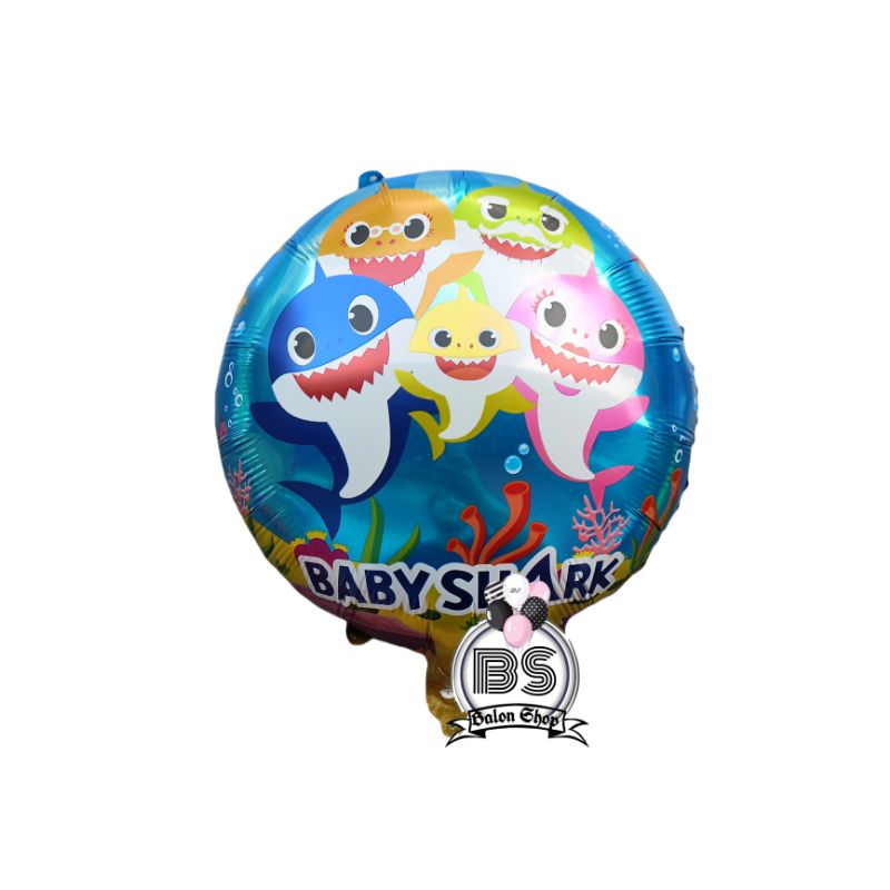 BALON FOIL BULAT MOTIF BABY SHARK / BALON BABY SHARK