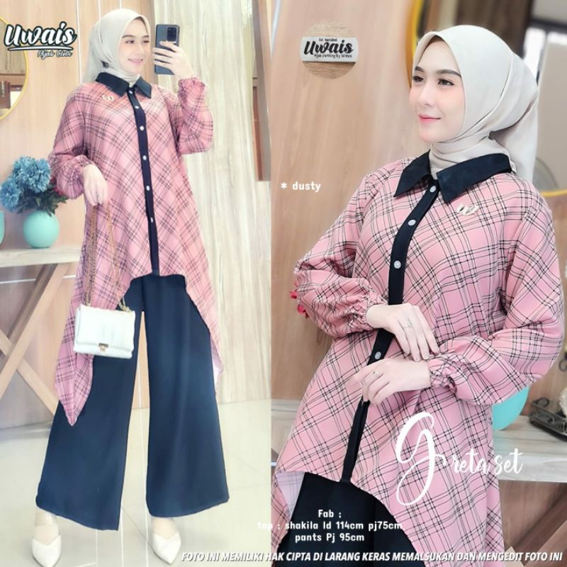 GRETA SET ORI UWAIS HIJAB // SETELAN TUNIK CELANA KULOT BEST SELLER