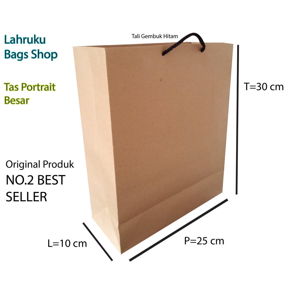 

Tas Kertas Portrait Cokelat Wadah Souvenir Besar Ukuran PLT 25x10x30