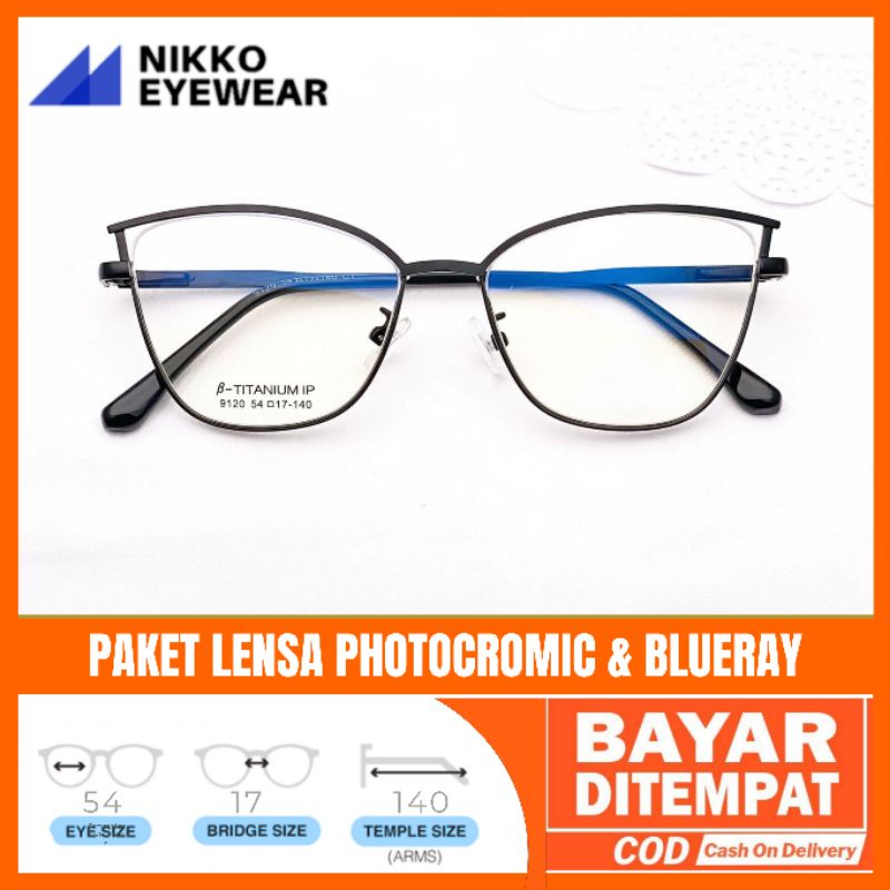 Paket kacamata 9120 Lensa Antiradiasi Photocromic Blueray