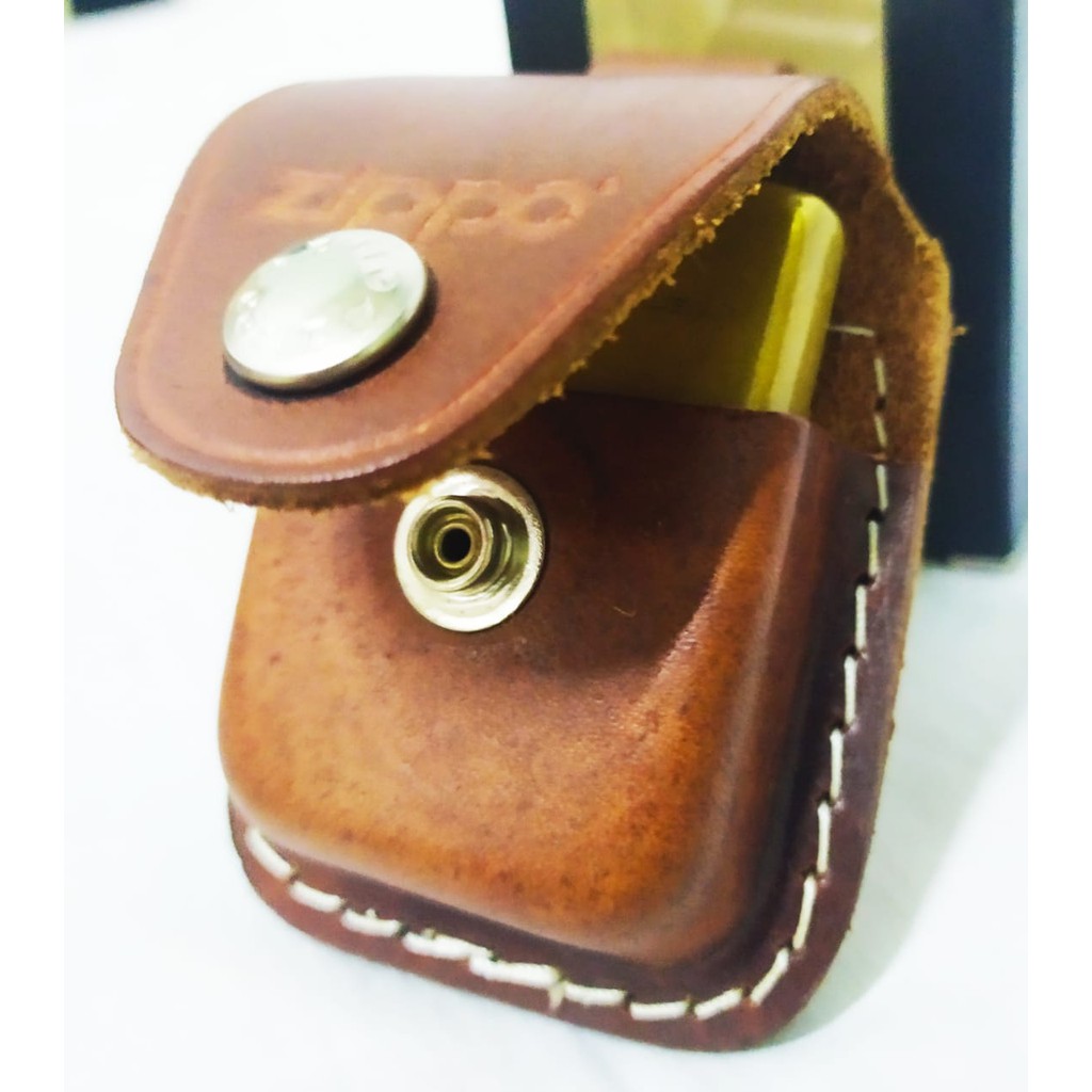 Zippo Original Brown Lighter Pouch Snap Button sarung kulit zippo