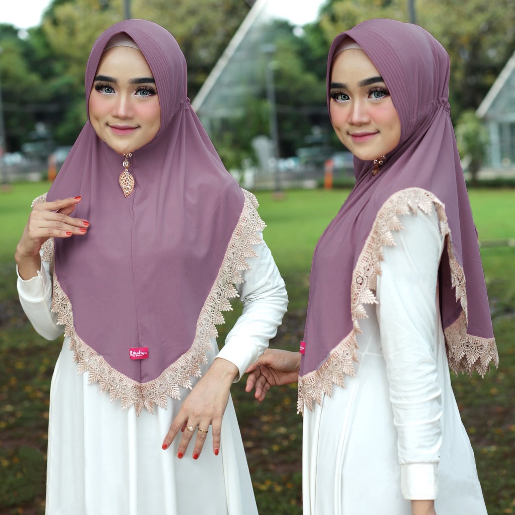 Jilbab Instan SERUT PRADA Renda Import Kerudung Instan Jersey Super Premium Pasar Hija'b