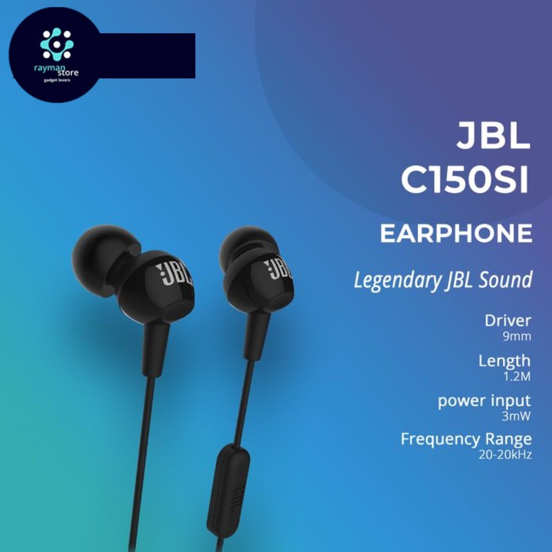 JBL C150SI In Ear Headphones with Mic JBL C100SI New Model GARANSI IMS - Hitam
