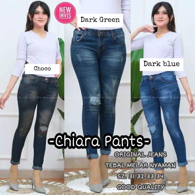 3 VARIAN WARNA!! CHIARA JEANS.JEGGING JEANS TEBAL MELAR