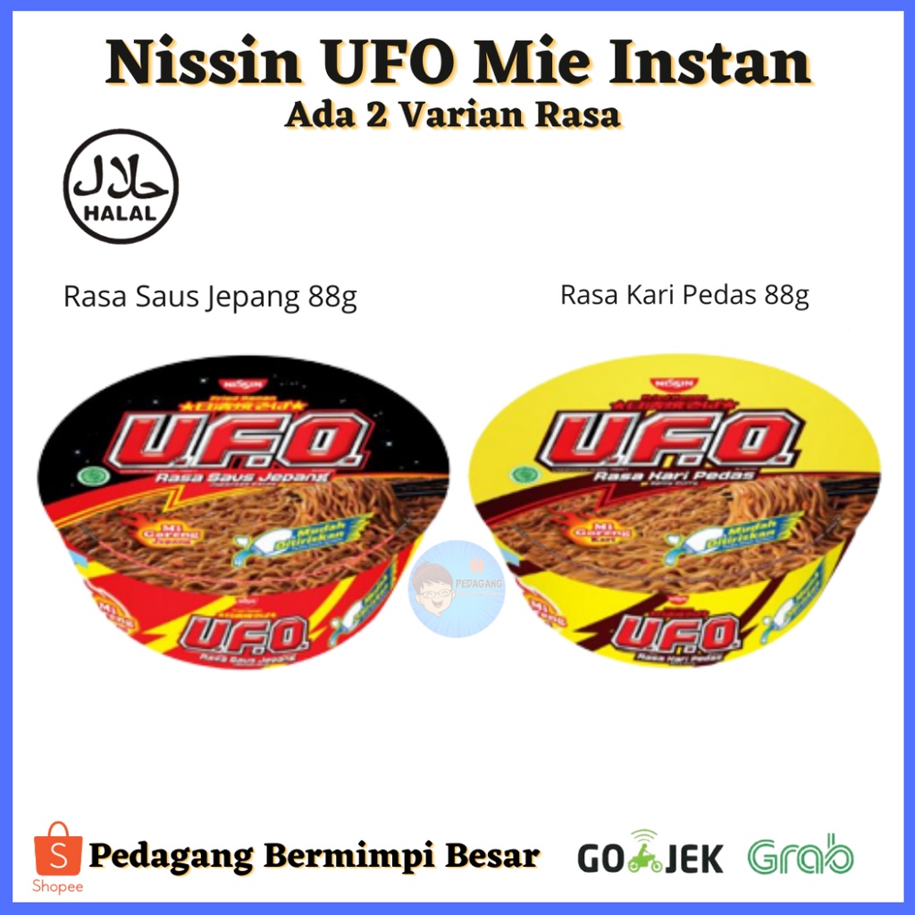 Nissin UFO/ Mie Instan UFO Ada 2 Varian Rasa/ Mie UFO/ Nissin UFO Mie Rasa Saus Jepang Halal/ Mie UFO Nissin All Varian Saus Ala Jepang HALAL