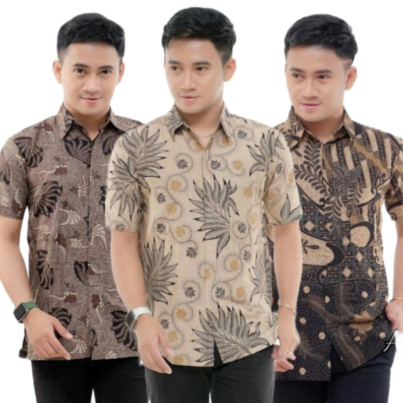 Batik  Cowok Hem zahira 002 Lengan Pendek