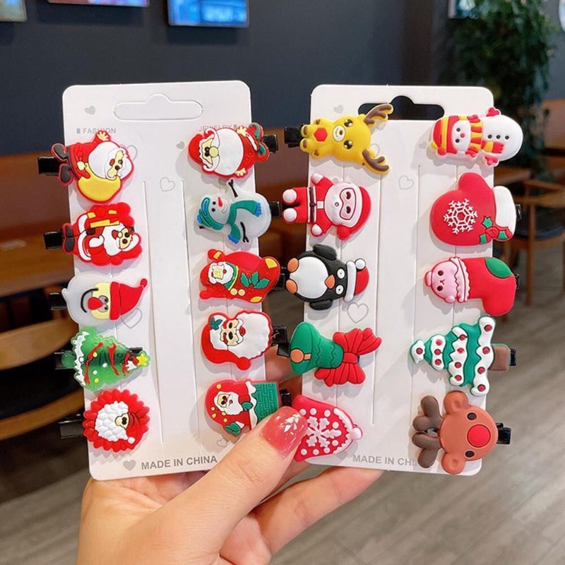 FerenHongXia HAIRPIN CHRISTMAS 10 PCS / SET JEPIT RAMBUT TEMA NATAL / JEPIT KOREA STYLE