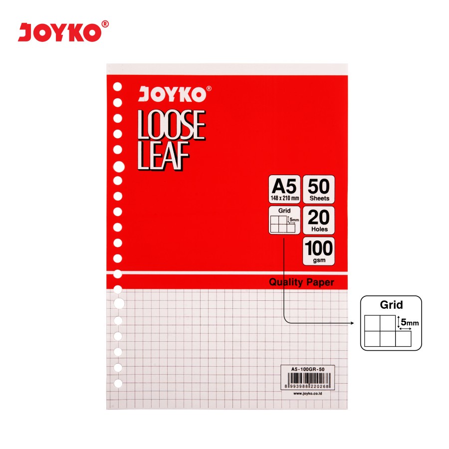 

Loose Leaf Isi Kertas File Binder Joyko A5 50 Lembar Grid