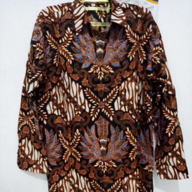 Kemeja Batik Pria Cowok Laki Big Size Jumbo  Fit Xxl Ld 120 Cm Lengan Panjang Hem Kondangan Kerja