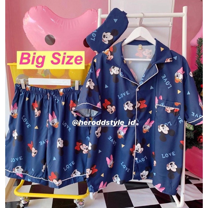 BIG SIZE Mickey Minnie PJ - Set Piyama Jumbo Baju Tidur Dewasa Premium Import