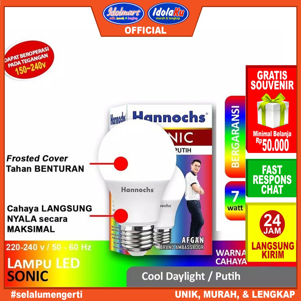 IDOLAKU Lampu Hannoch LED Sonic 7 Watt - Cahaya Putih