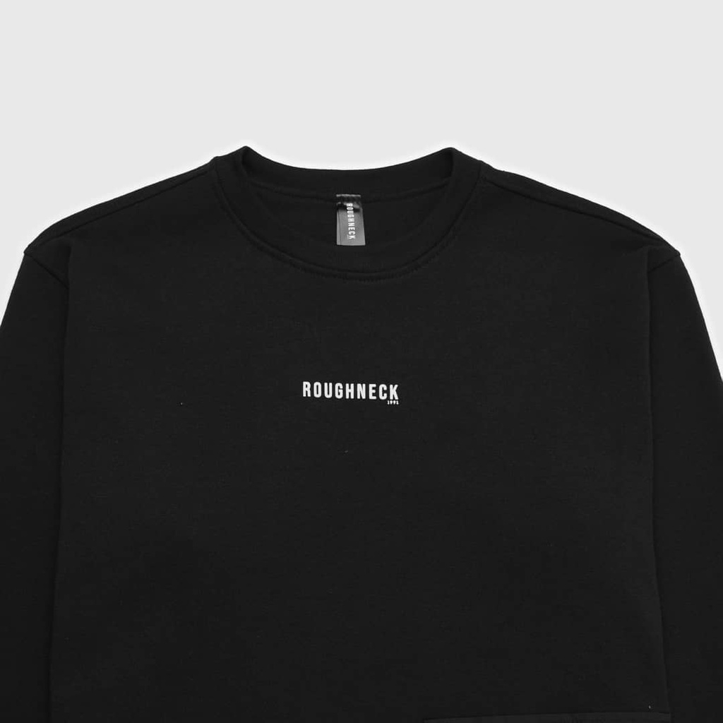 Sweater Roughneck SS223 Black Tactical Studio White Crewneck Roughneck Pocket Terbaru