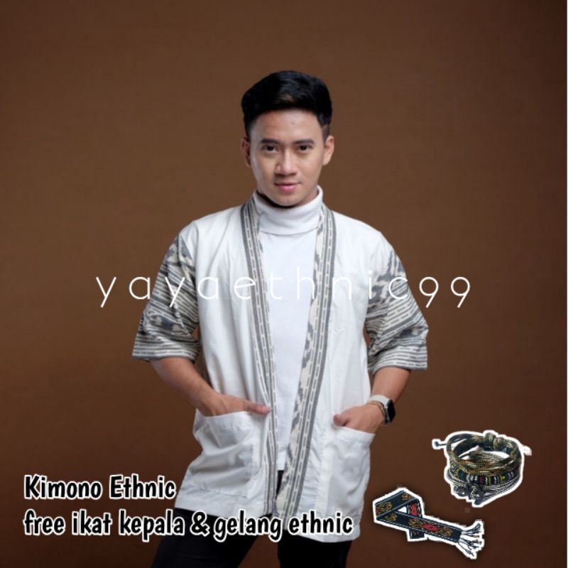 Kimono tenun troso, baju kimono ethnic, kemeja pria tenun, kemeja ethnic tenun troso 05