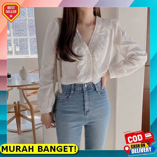 [R.A] Twins Blouse Atasan Baju Muslim Wanita Korean Style Fashion Terlaris [Daiya]Blouse Renda Wanit