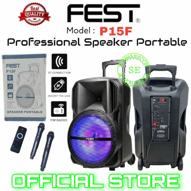 speaker portable 15 inch original fest 15f speaker karaoke bluetooth usb mp3