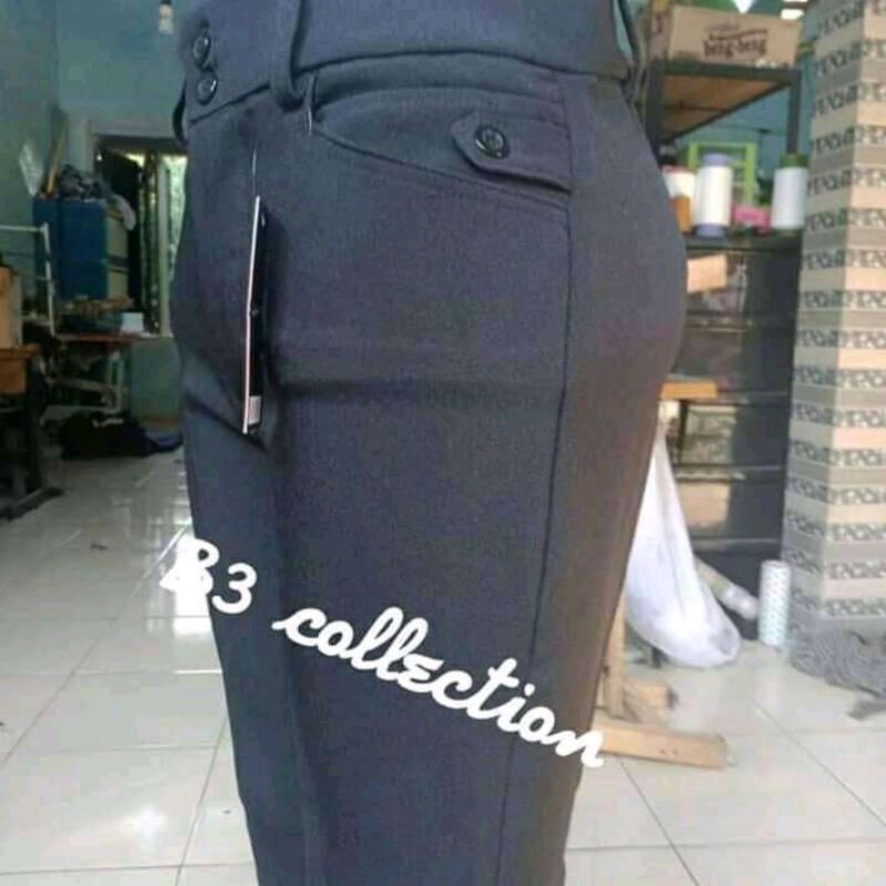 Grey Charcoal celana panjang kerja wanita kantor