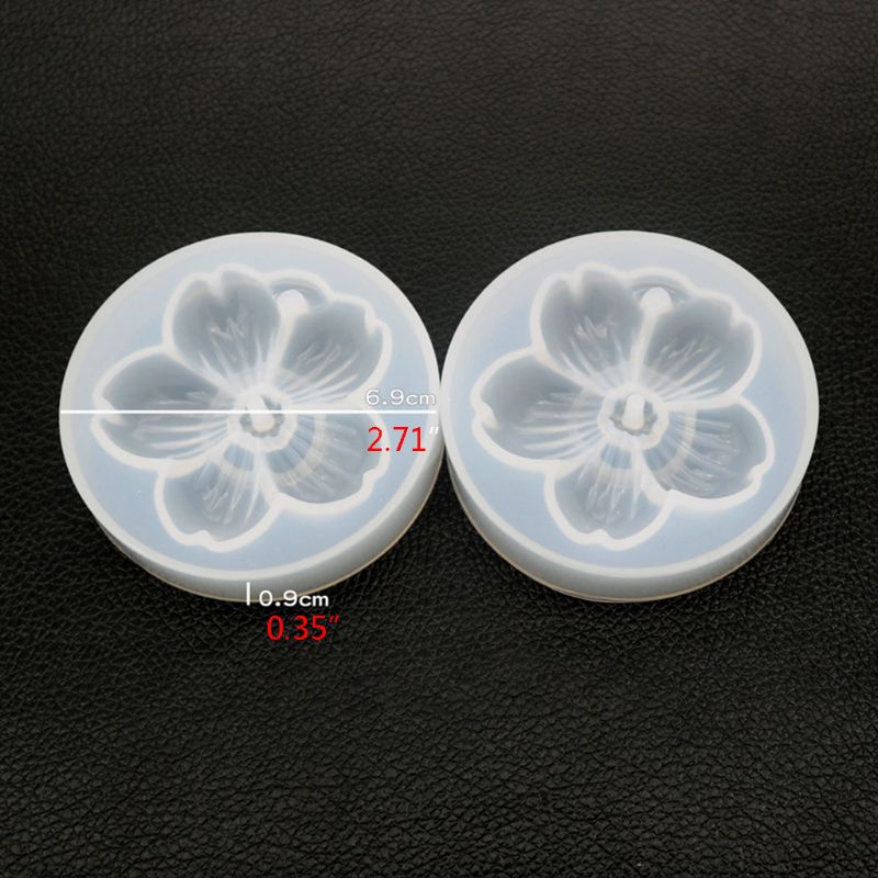 SIY  DIY Crystal Epoxy Cherry Blossoms Mold Handmade Mirror Pendant with Hole Silicone Mould