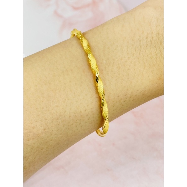 Gelang emas asli 16K model keroncong ulir terbaru
