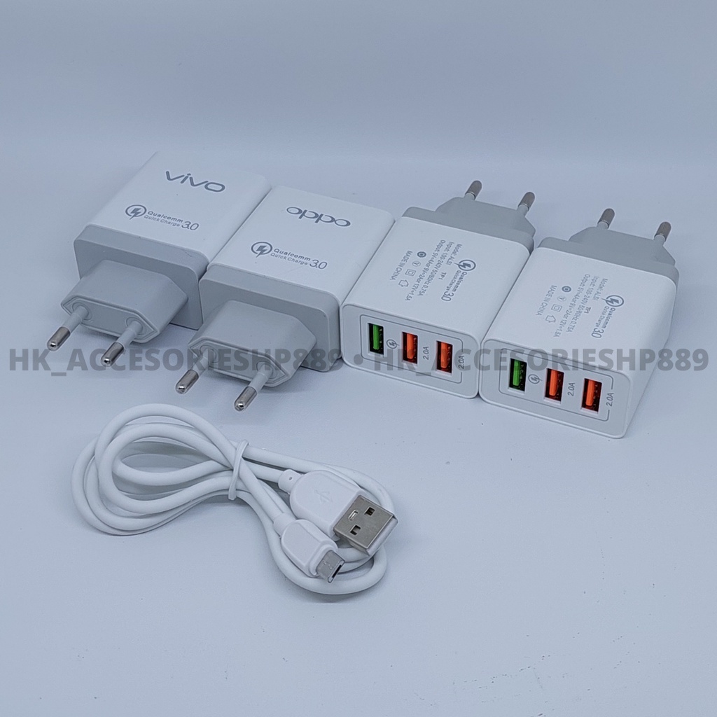 Travel Charger A80 Samsung Xiaomi Vivo Oppo 3.1A MICRO 3 USB