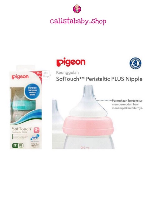 Pigeon Peristaltic Plus Wide Neck Soft Touch / Botol Bayi Pigeon / Botol Susu Pigeon