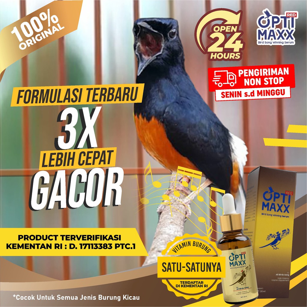 Optimaxx - Optimax Multivitamin Penggacor Gacor Burung Kicau Lovebird Murai Murai Batu Atp Masteran Doping Jalak Suren Anis Merah Kacer Isi 30ml