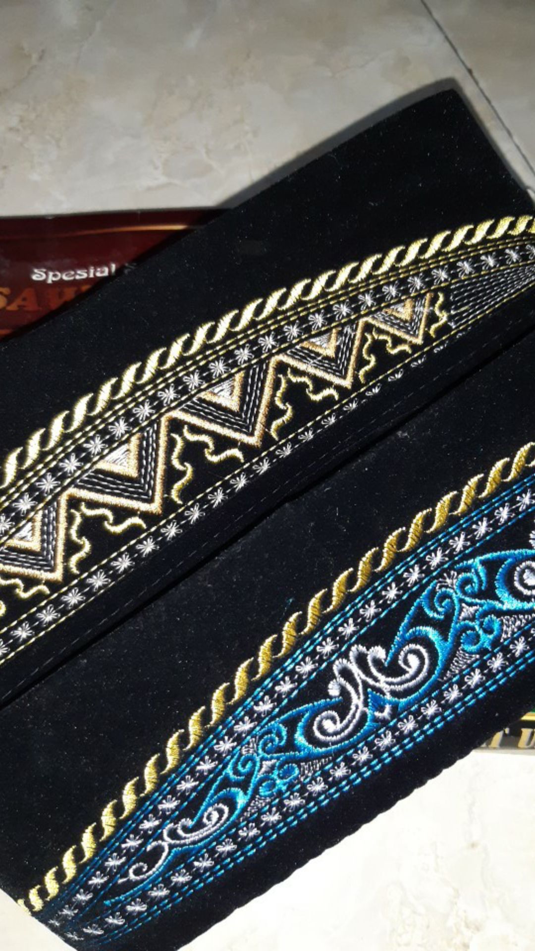 Peci Songkok Bordir Motif Batik Biru Coklat Peci Kopiah Dewasa Kopyah Anak Murah