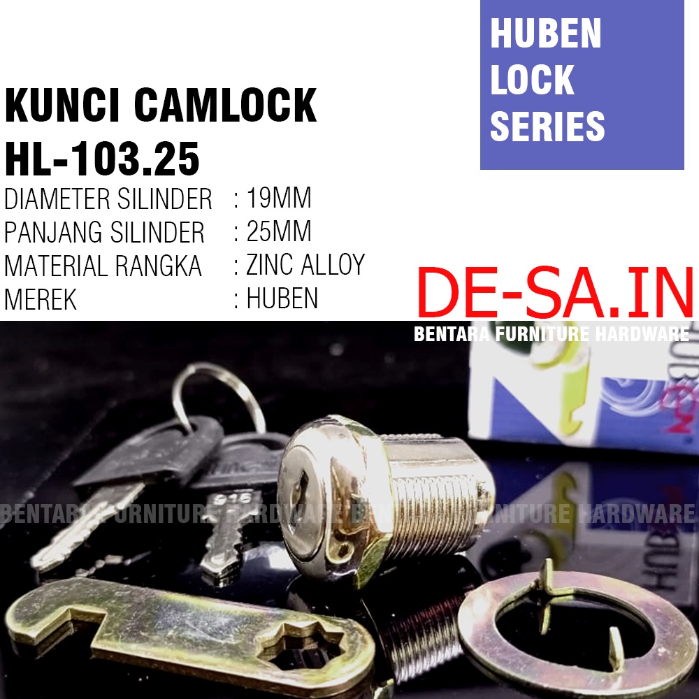 HUBEN HL-103 / 25 MM - KUNCI LOKER HUBEN KUNCI CAMLOCK CAM LOCK LOCKER KUNCI LEMARI KUNCI LACI