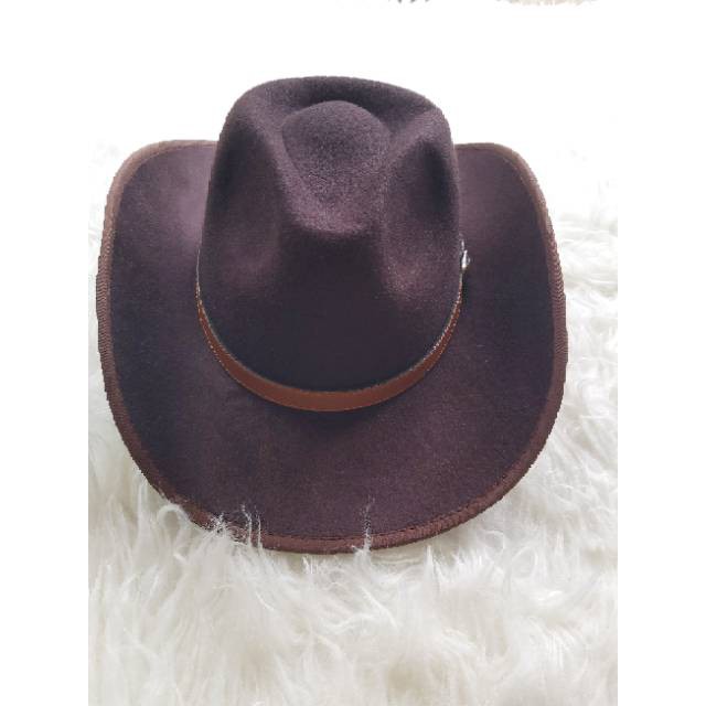 Topi Koboy High Class fedora Cowboy laken tali gesper Koboi bludru import