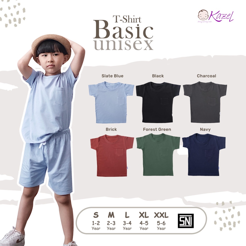 KZL22 KAZEL TSHIRT BASIC KAOS ANAK 1- 6 THN BOY OR GIRL ISI 1(HANYA KAOS AJA)