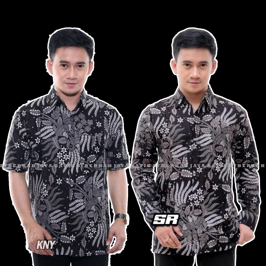 KEMEJA HEM BATIK PRIA LENGAN PANJANG COUPLE KEMEJA HEM MOTIF MANGGAR ABU