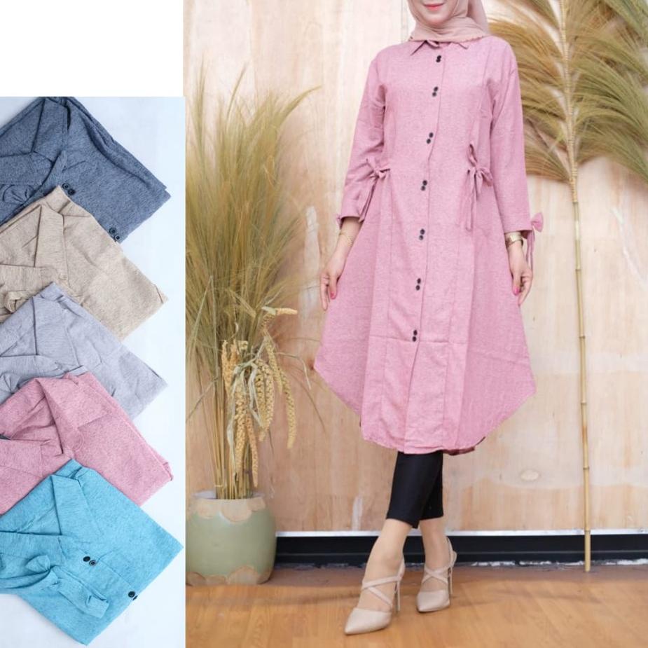 ス Long Tunik Katun /Tunik Katun Motif Salur/Baju Tunik Wanita / Atasan Wanita / Size Tunik Jumbo Ter