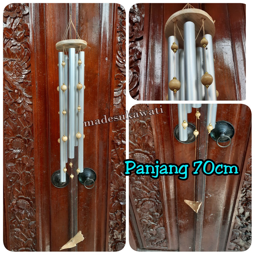 Lonceng aluminium bel krincingan wind chime kayu kerajinan tradisional