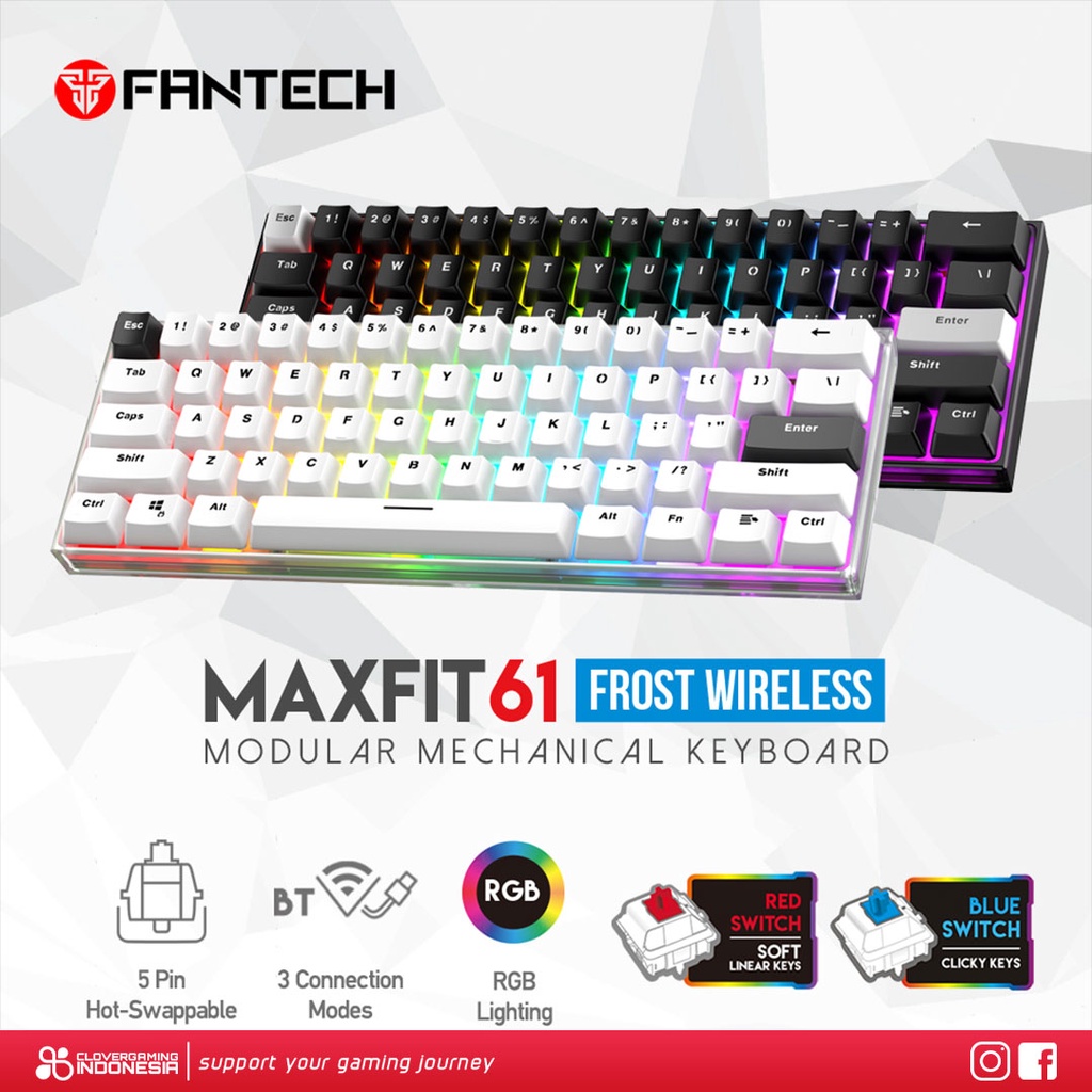 Fantech MAXFIT61 Frost Wireless - MAXFIT 61 Mechanical Gaming Keyboard