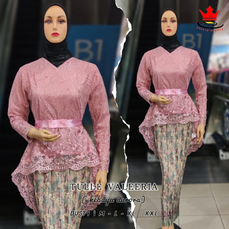 IndahKebaya | SETELAN KEBAYA AURORA TILLE / WISUDA / AKAD NIKAH / COUPLE /ROK PLISKET JUMBO TERLARIS