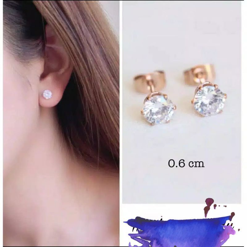 Anting tusuk Nagita Diameter 0,6 cm dengan Zircon