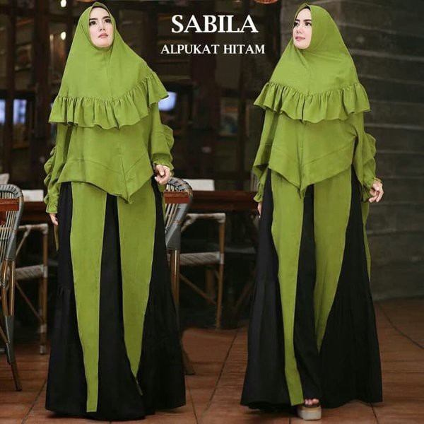 Baju Muslim Wanita Sabila Alpokat Hitam SC - Gamis Muslim Wanita Waffle Hitam