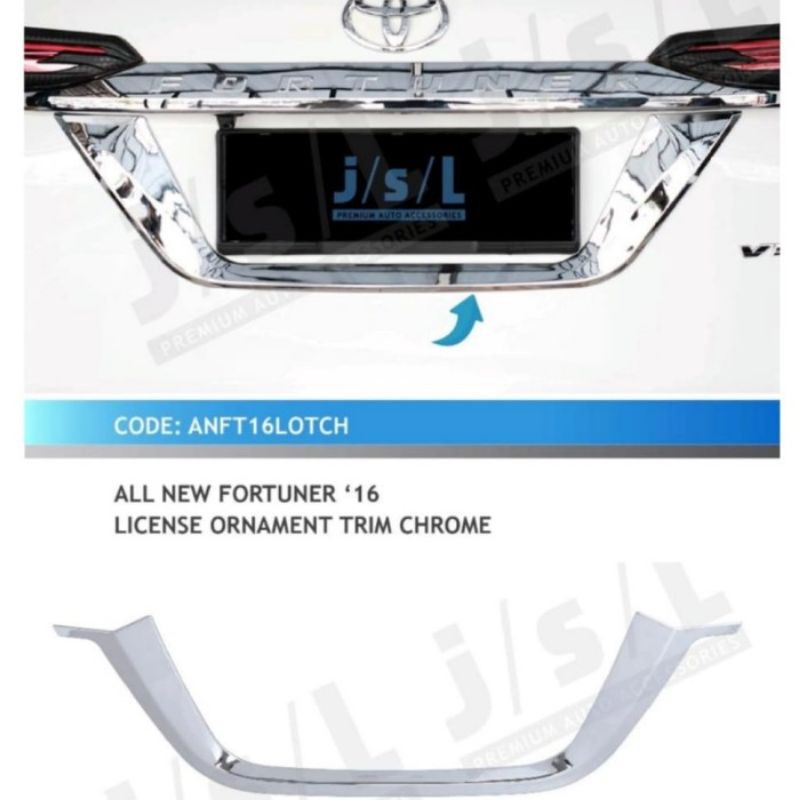 list plat / license ornament chrome all new fortuner jsl