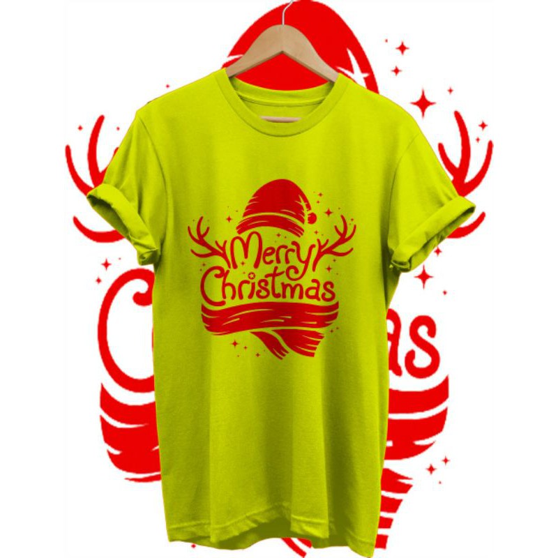 KAOS TSHIRT BAJU NATAL CHRISTMAS SIMPLE MERRY CHRISTMAS COMBED 30S BAJU NATAL BAJU KELUARGA