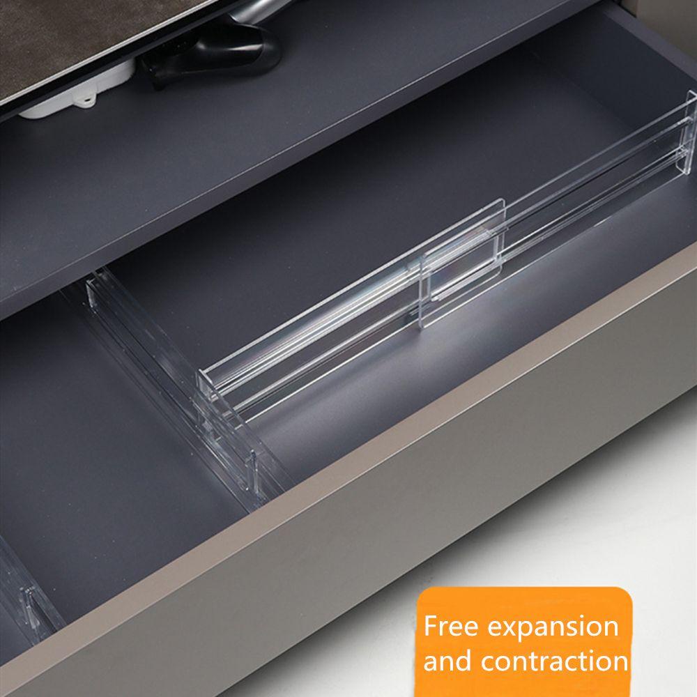 POPULAR Simple Adjustable Drawer Divider Transparent Drawer partition Separator tool Classified storage DIY Split baffle Multi-function Space-saving Adjustable Divider plate/Multicolor