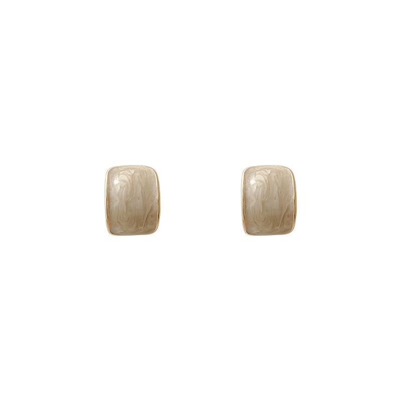 Shuling S925 silver needle Korean version New Design Drip Glaze White Earrings Female Geometric Earrings